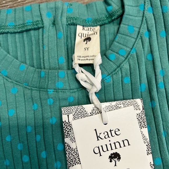 NWT Kate Quinn Girl Blue Green Polka Dot Dress Size 5 - Picture 2 of 3